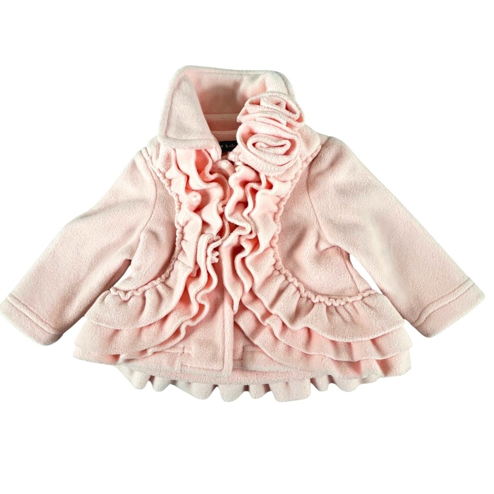 Kate‎ Mack Biscotti Pink Fleece Ruffle Rosette Jacket Baby Girl 9M 590EPA NEW